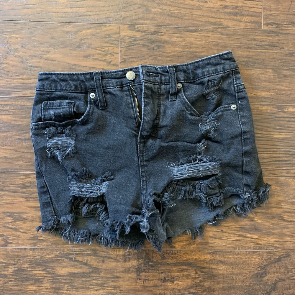 Black Distressed Cutoff Shorts